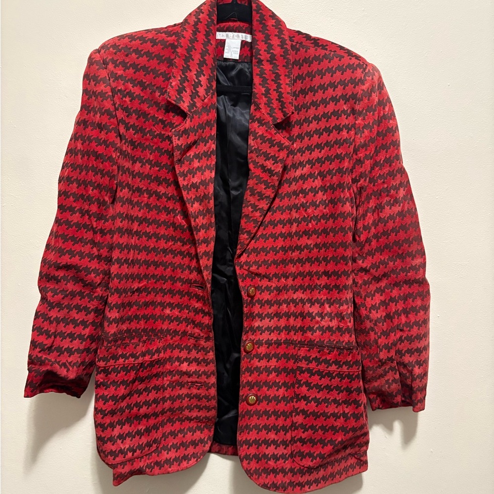 The Limited Red and Black Houndstooth Jacket